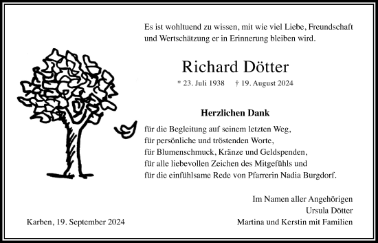 Traueranzeige von Richard Dötter von Bad Vilbel/Karben