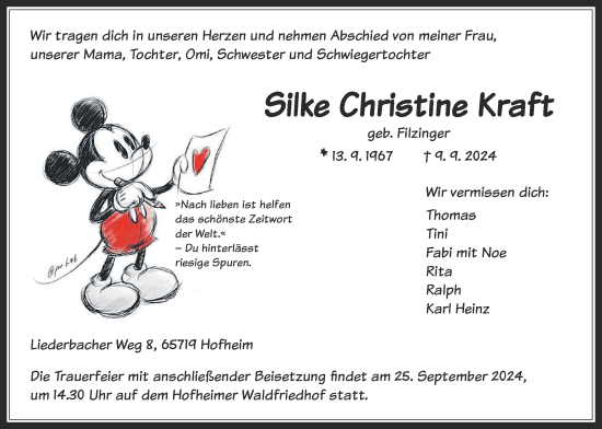 Traueranzeige von Silke Christine Kraft 