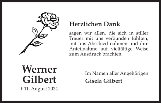 Traueranzeige von Werner Gilbert von Bad Vilbel/Karben