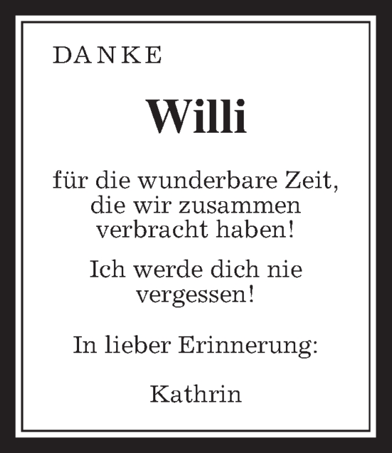 Traueranzeige von Willi Müller von Kreis-Anzeiger