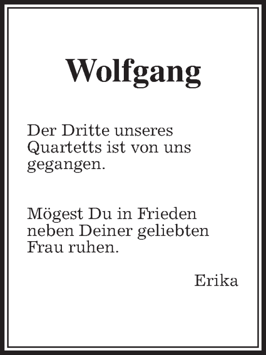 Traueranzeige von Wolfgang  von Wetterauer Zeitung