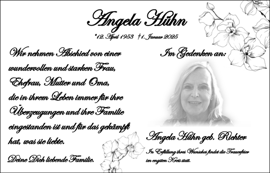 Traueranzeige von Angela Hühn von Giessener Anzeiger