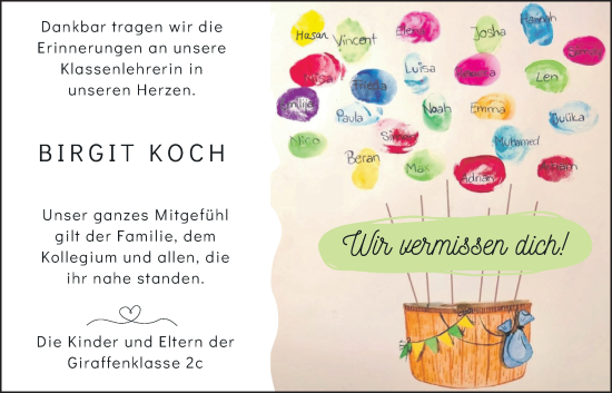 Traueranzeige von Birgit Koch von Bad Vilbel/Karben