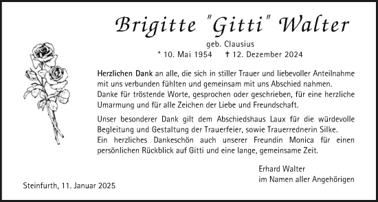 Traueranzeige von Brigitte Walter von Wetterauer Zeitung