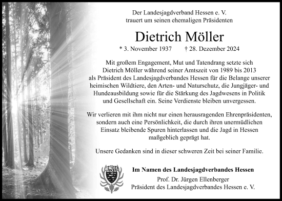 Traueranzeige von Dietrich Möller von Wetterauer Zeitung, Butzbacher Zeitung, Kreis-Anzeiger