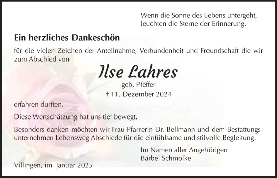 Traueranzeige von Ilse Lahres von Licher Wochenblatt