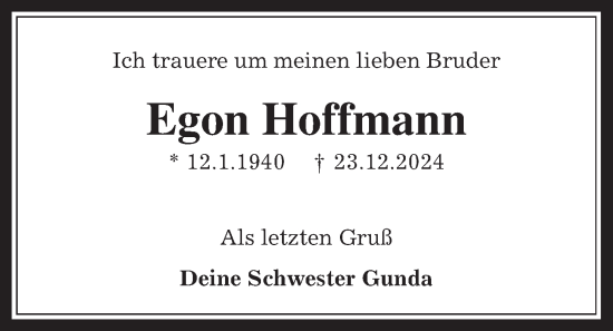 Traueranzeige von Egon Hoffmann von Oberhessische Zeitung