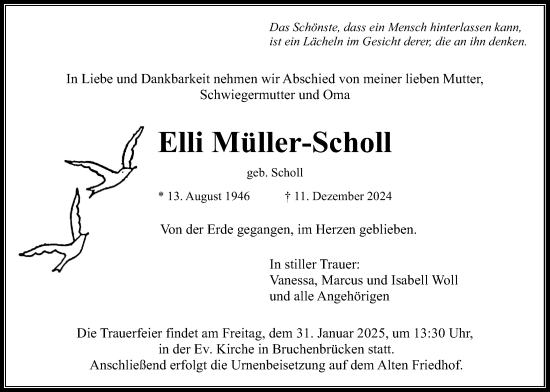 Traueranzeige von Elli Müller-Scholl von Wetterauer Zeitung