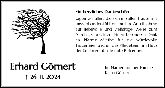 Traueranzeige von Erhard Görnert von Licher Wochenblatt