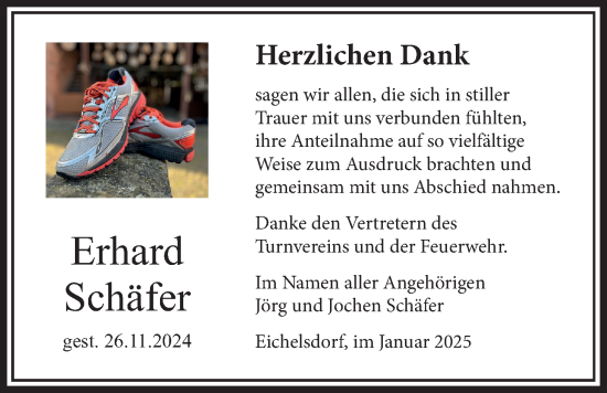 Traueranzeige von Erhard Schäfer von Kreis-Anzeiger