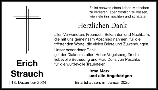 Traueranzeige von Erich Strauch von Kreis-Anzeiger