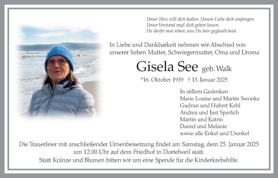 Traueranzeige von Gisela See von Bad Vilbel/Karben