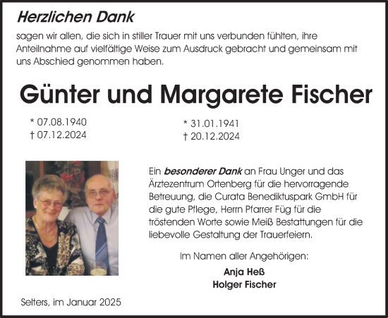 Traueranzeige von Günter Fischer von Kreis-Anzeiger