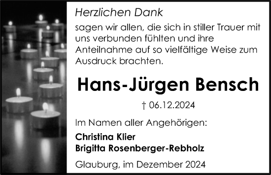 Traueranzeige von Hans-Jürgen Bensch 