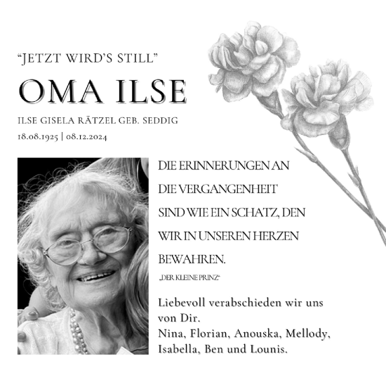 Traueranzeige von Ilse Gisela Rätzel von Giessener Anzeiger