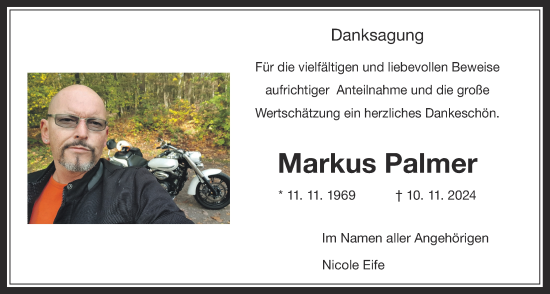 Traueranzeige von Markus Palmer von Wetterauer Zeitung