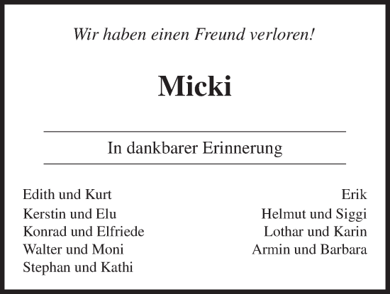 Traueranzeige von Michael Riese von Oberhessische Zeitung