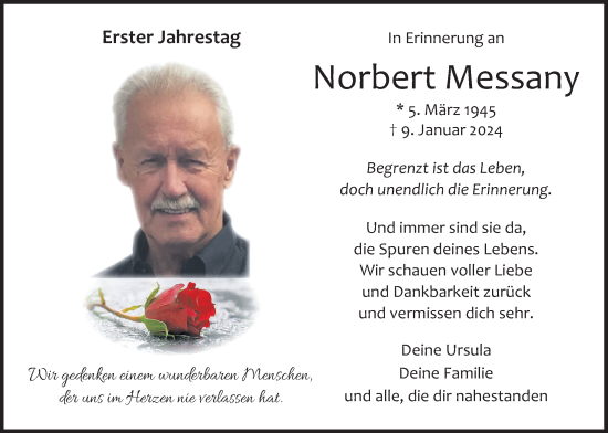 Traueranzeige von Norbert Messany von Wetterauer Zeitung