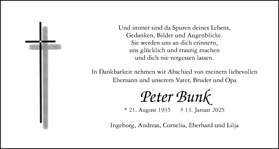 Traueranzeige von Peter Bunk von Bad Vilbel/Karben