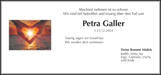 Traueranzeige von Petra Galler von Wetterauer Zeitung