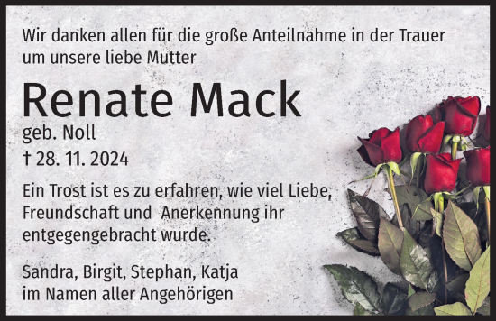 Traueranzeige von Renate Mack von Licher Wochenblatt
