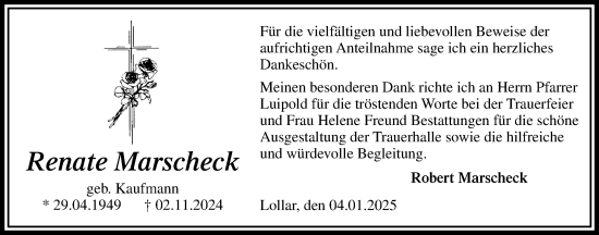 Traueranzeige von Renate Marscheck von Giessener Anzeiger