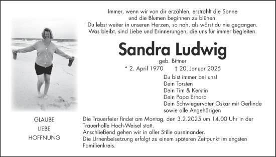 Traueranzeige von Sandra Ludwig von Butzbacher Zeitung