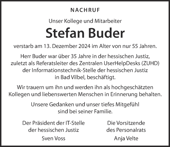 Traueranzeige von Stefan Bruder von Wetterauer Zeitung