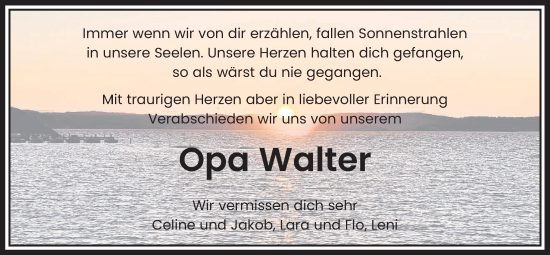 Traueranzeige von Walter Oechler von Lauterbacher Anzeiger