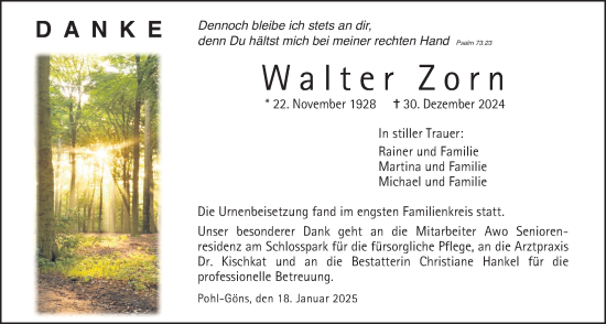 Traueranzeige von Walter Zorn von Butzbacher Zeitung
