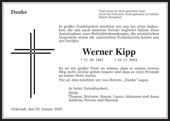 Traueranzeige von Werner Kipp von Wetterauer Zeitung