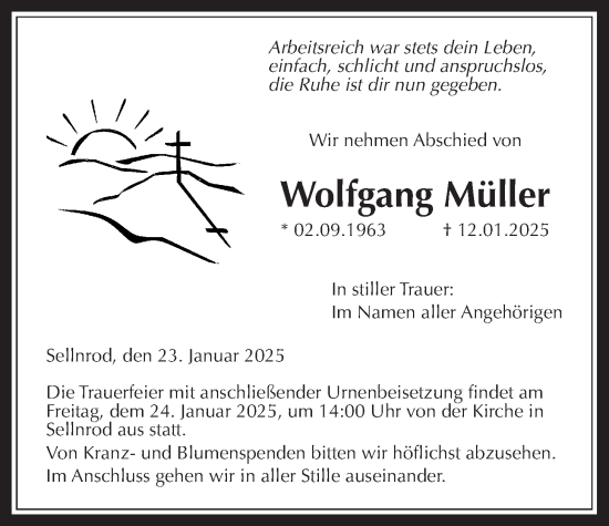 Traueranzeige von Wolfgang Müller von Mücker Stimme