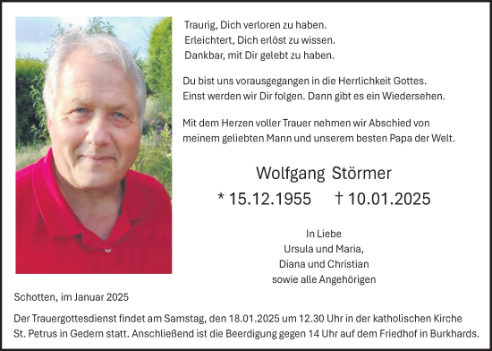 Traueranzeige von Wolfgang Störmer von Kreis-Anzeiger