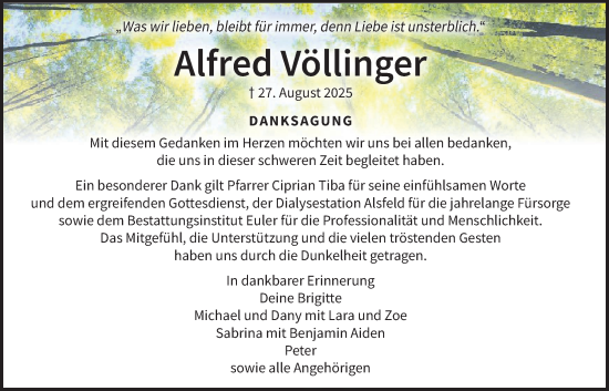 Traueranzeige von Alfred Völlinger von Mücker Stimme