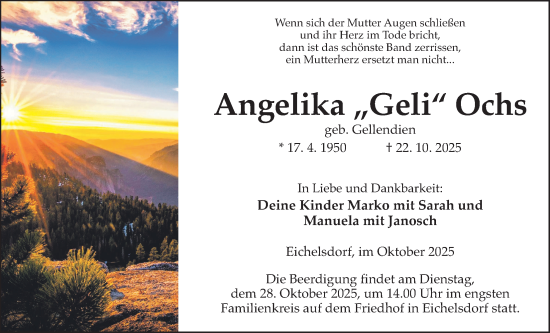 Traueranzeige von Angelika Ochs von Kreis-Anzeiger