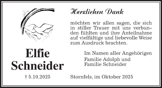 Traueranzeige von Elfie Schneider von Kreis-Anzeiger