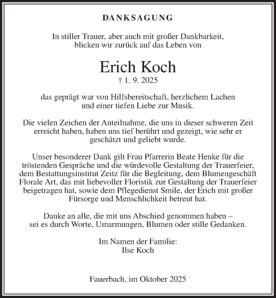 Traueranzeige von Erich Koch von Kreis-Anzeiger