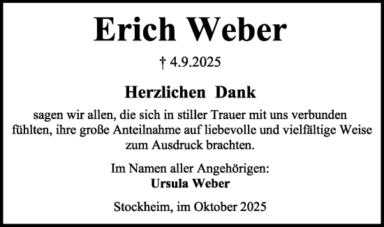 Traueranzeige von Erich Weber von Kreis-Anzeiger
