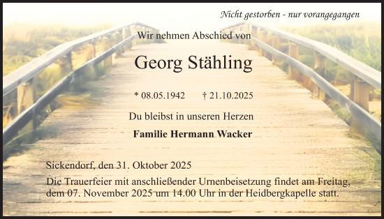 Traueranzeige von Georg Stähling von Lauterbacher Anzeiger