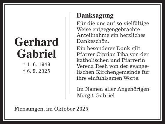 Traueranzeige von Gerhard Gabriel von Mücker Stimme