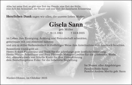 Traueranzeige von Gisela Sann von Mücker Stimme