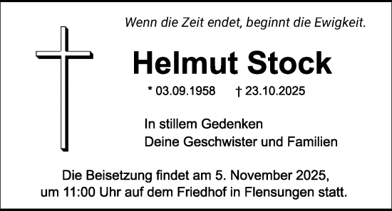 Traueranzeige von Helmut Stock von Mücker Stimme