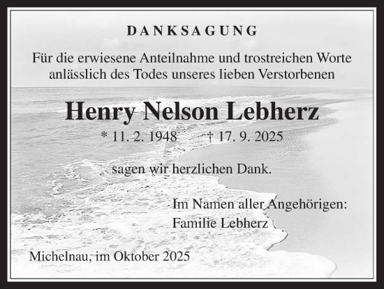Traueranzeige von Henry Nelson Lebherz von Kreis-Anzeiger