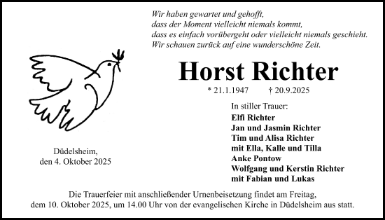 Traueranzeige von Horst Richter von Kreis-Anzeiger