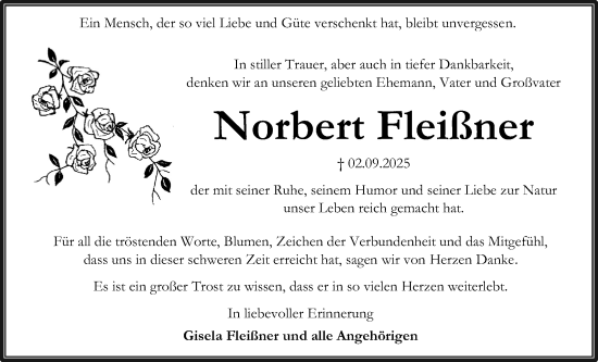 Traueranzeige von Norbert Fleißner von Kreis-Anzeiger
