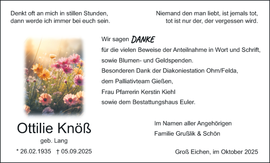 Traueranzeige von Ottilie Knöß von Mücker Stimme
