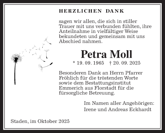 Traueranzeige von Petra Moll von Wetterauer Zeitung
