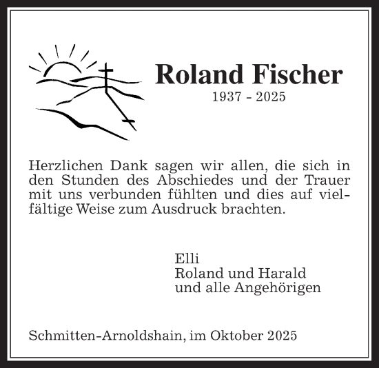 Traueranzeige von Roland Fischer von Usinger Anzeigenblatt