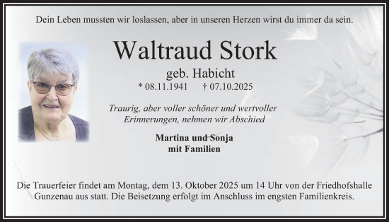 Traueranzeige von Waltraud Stork von Lauterbacher Anzeiger