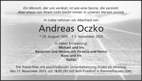Traueranzeige von Andreas Oczko von Kreis-Anzeiger